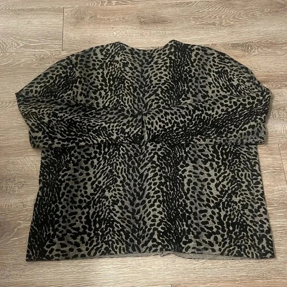 Nina Leonard leopard wool cardigan 2X gray and black - Picture 5 of 5